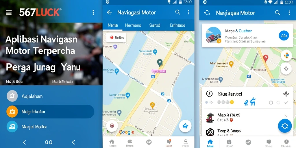 Tampilan antarmuka aplikasi Navigasi Motor 567LUCK yang intuitif dan praktis.