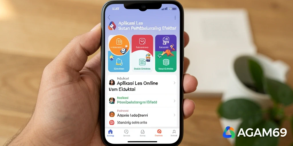Antarmuka aplikasi Les Online AGAM69 yang interaktif dan modern.