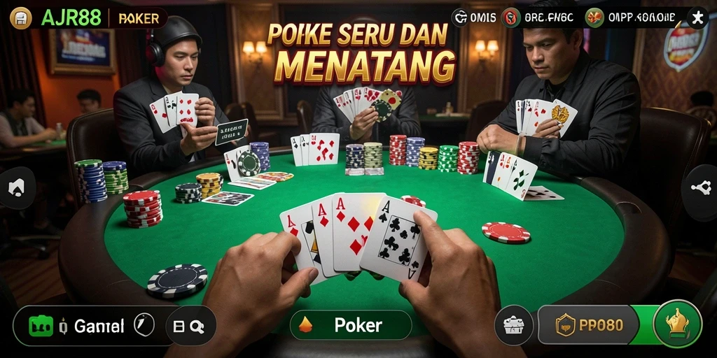 Antarmuka AJR88 yang menarik dengan fungsi permainan Poker yang lengkap.