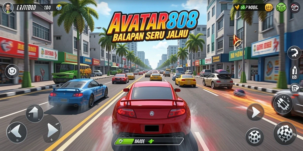 Antarmuka AVATAR808 menampilkan grafis balapan yang mendebarkan dan kontrol yang intuitif.