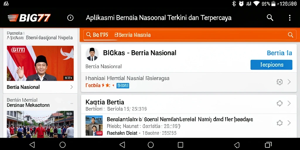 Antarmuka aplikasi BIG77 dengan berbagai kategori berita nasional.