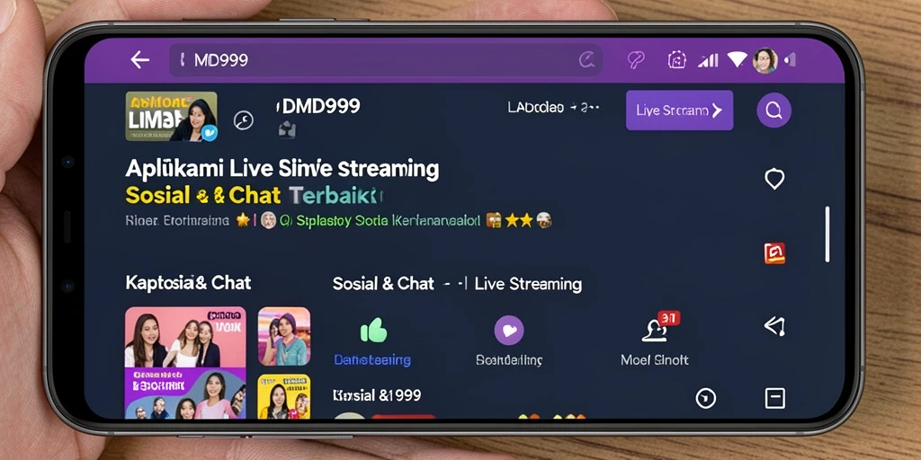 Screenshot antarmuka DMD999 yang menampilkan fitur Live Streaming yang menarik.