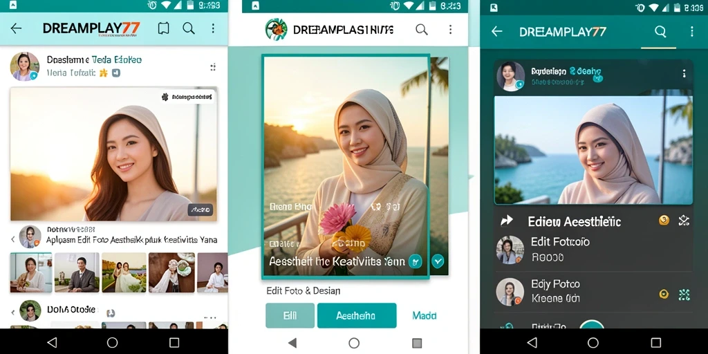 Antarmuka DREAMPLAY77 yang menarik untuk Edit Foto Aesthetic.