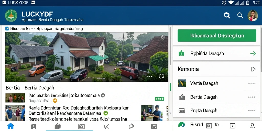 Tampilan antarmuka LUCKYDF yang modern dan informatif untuk berita daerah.