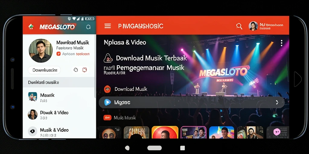 Antarmuka intuitif MEGASLOTO untuk mendownload musik dengan mudah.