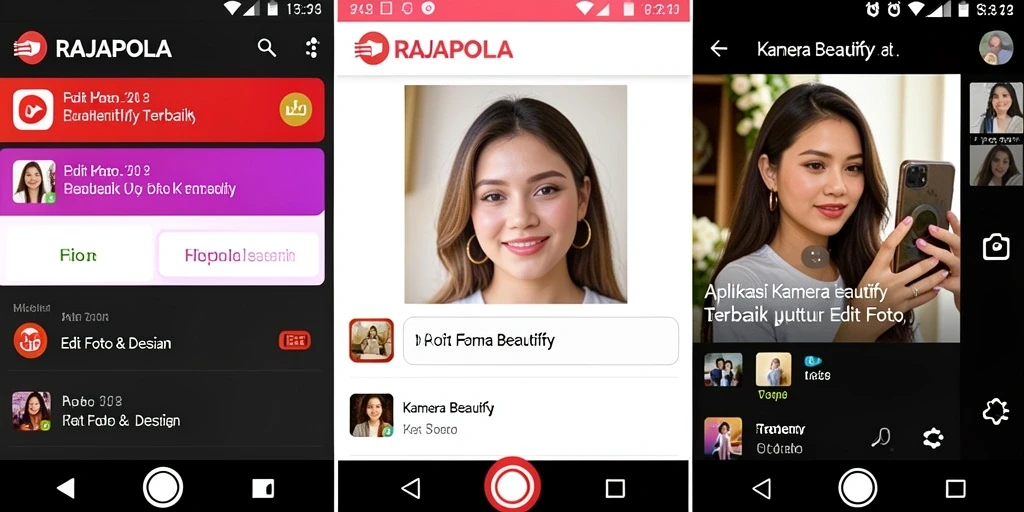 Tampilan antarmuka RAJAPOLA untuk fungsi Kamera Beautify.
