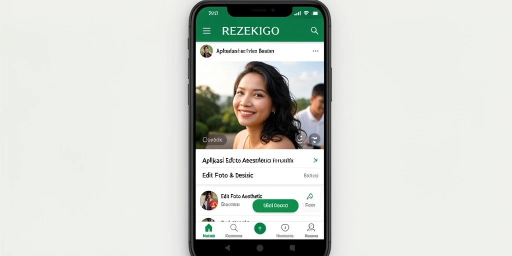 Tampilan antarmuka REZEKIGO dengan fitur edit foto aesthetic yang memukau.