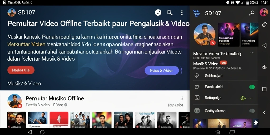 Tampilan antarmuka SD107 yang sederhana dan fungsional untuk Pemutar Video Offline.