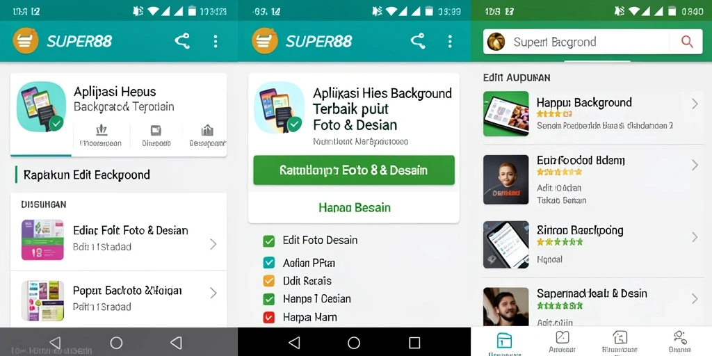 Tampilan antarmuka aplikasi SUPER88 untuk menghapus background.
