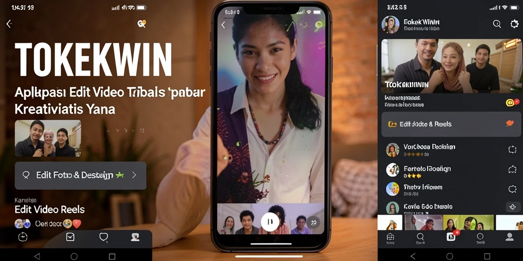 Tampilan antarmuka TOKEKWIN untuk editing video reels yang intuitif.